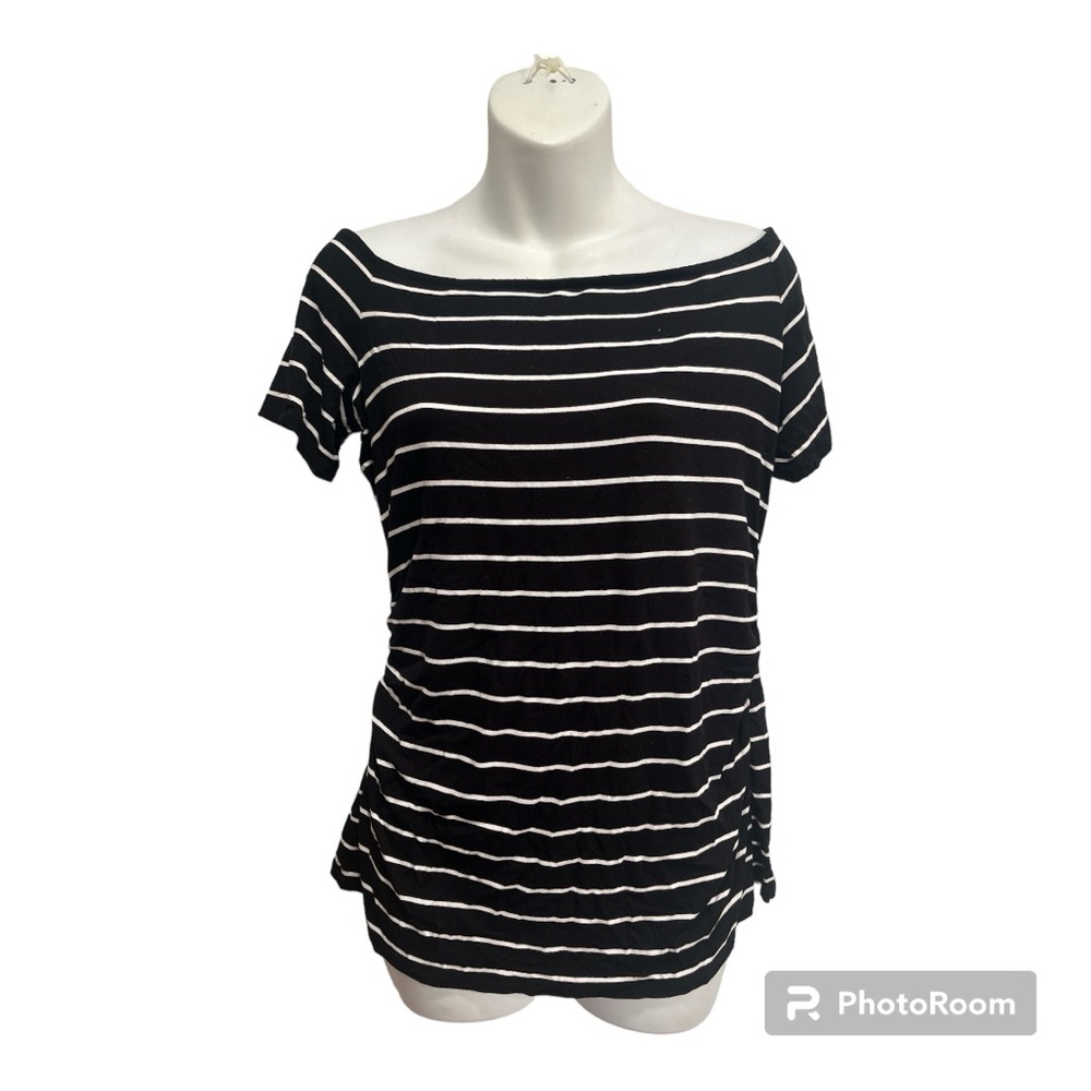 White House Black Market Top size large Black and white stripe